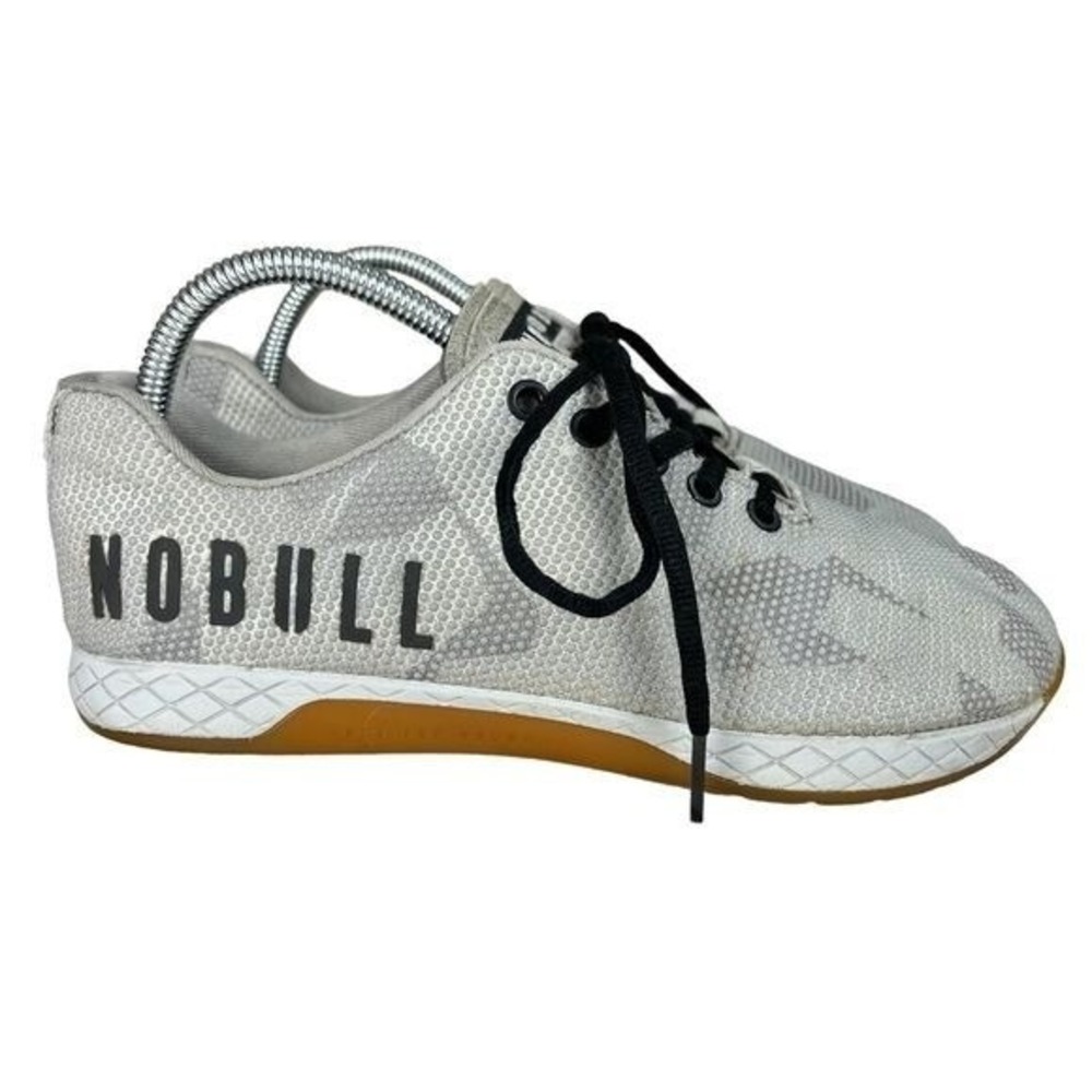 NOBULL SuperFabric Trainer White Gray Camo Gum Cross Training Mens 7 Womens 8.5